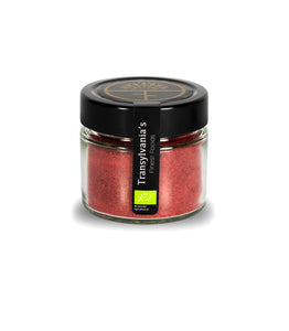 Organic red cranberry powder 100g in a jar Transylvania's Finest Foods