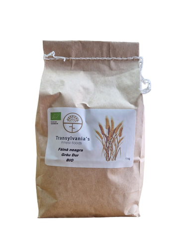 Organic durum wheat black flour 1kg Transylvania's Finest Foods
