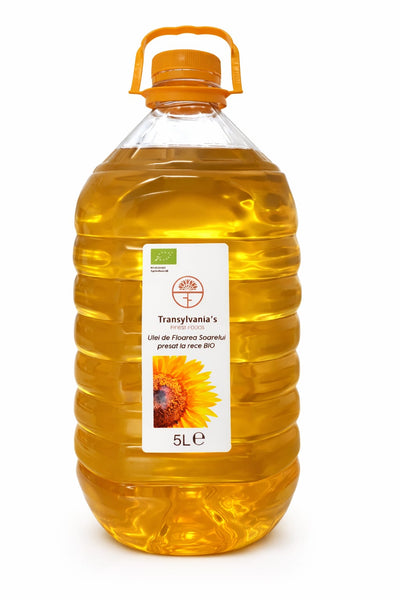 Ulei de floarea soarelui obținut prin presare la rece BIO, 5L, Transylvania's Finest Foods