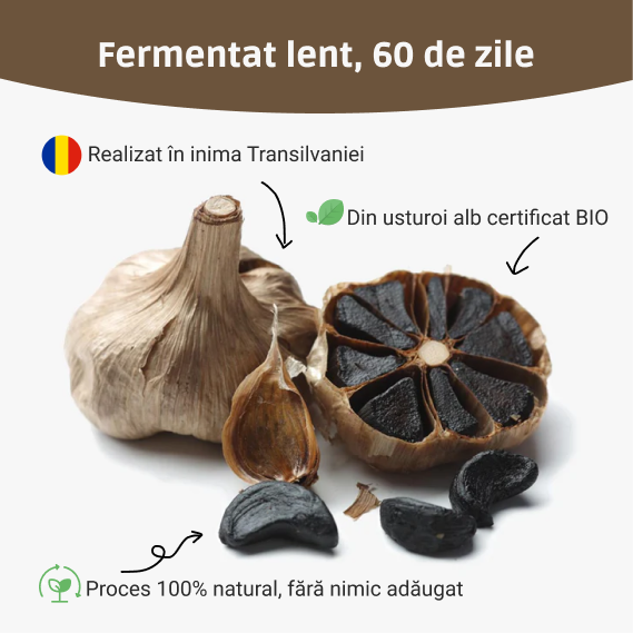 Usturoi Negru BIO (Decojit) - 40g  – Superaliment fermentat natural 60 de zile, pentru detoxifiere, circulație și imunitate