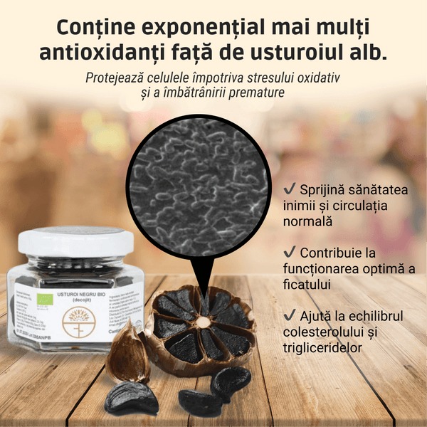 Usturoi Negru BIO (Decojit) - 40g  – Superaliment fermentat natural 60 de zile, pentru detoxifiere, circulație și imunitate
