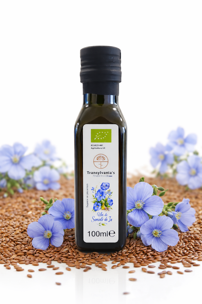 Ulei din seminte de IN BIO obținut prin presare la rece, 100ml, Transylvania's Finest Foods