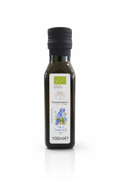 Ulei din seminte de IN BIO obținut prin presare la rece, 100ml, Transylvania's Finest Foods